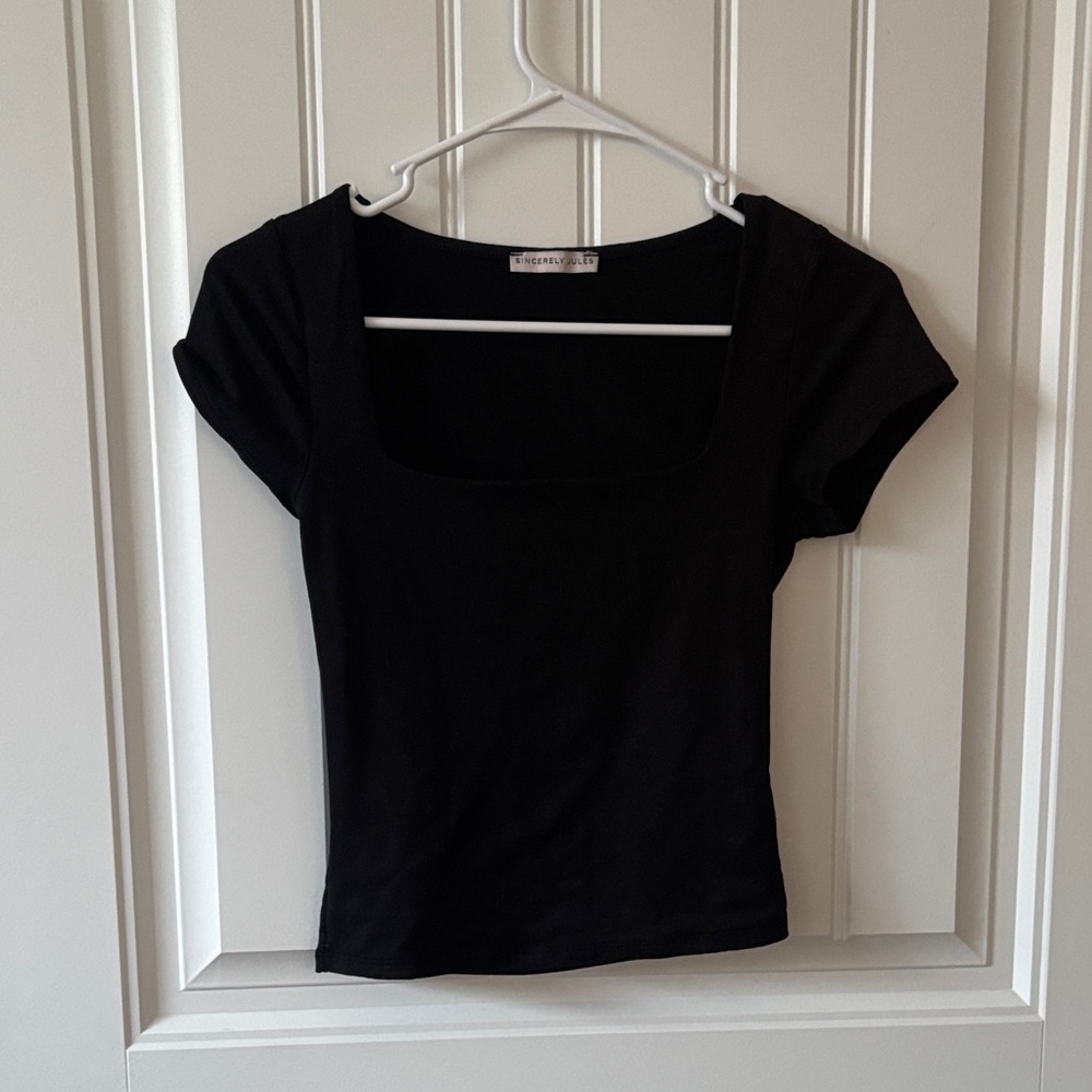 Sincerely Jules Black Square Neck Crop Top
